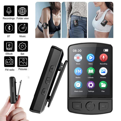 Portable Bluetooth 5.2 MP3/MP4 Music Player – 1.8" Screen, FM Radio, E-Book, Recorder, Clip Sport Walkman
