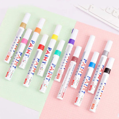 White Tyre Paint Pen Set | Waterproof Oil-Based Quick Dry Permanent Marker for Car Tyres (3pcs)