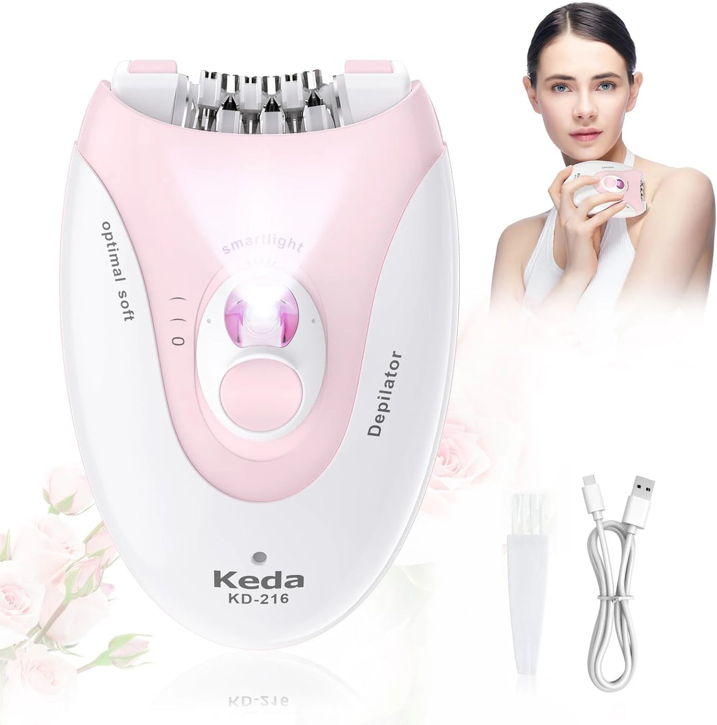 Dual-Head Rechargeable Electric Epilator for Women – Intimate Grooming, Body Hair Removal, Wet & Dry