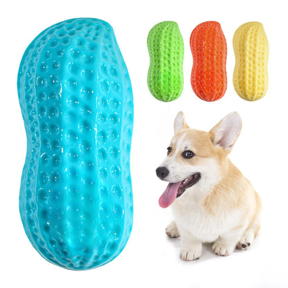 Peanut Squeaky Dog Chew Toy | TPR Teeth Cleaning Interactive Pet Toy