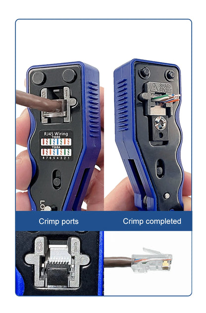 OMAY RJ45 UTP Crimper Tool | CAT5/6/7/8 Pass-Through Ethernet Cable Stripper & Connector Kit