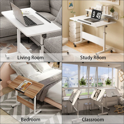 Mobile Standing Desk with Wheels – Adjustable Height 80x40cm Home Office Workstation