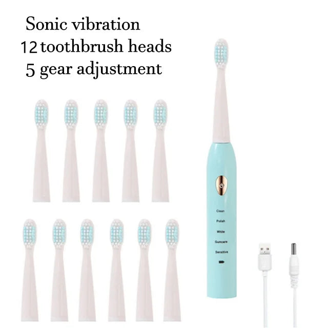 Rechargeable electric toothbrush with 5 modes, waterproof design, and 30-day battery life from R.E.D. Shopping.