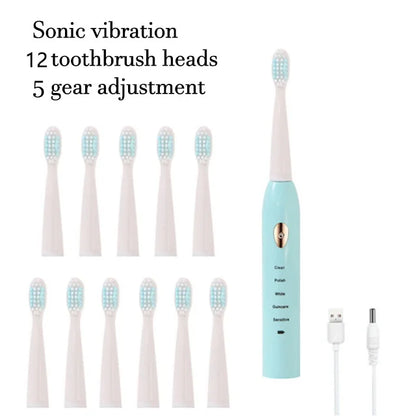 Rechargeable electric toothbrush with 5 modes, waterproof design, and 30-day battery life from R.E.D. Shopping.