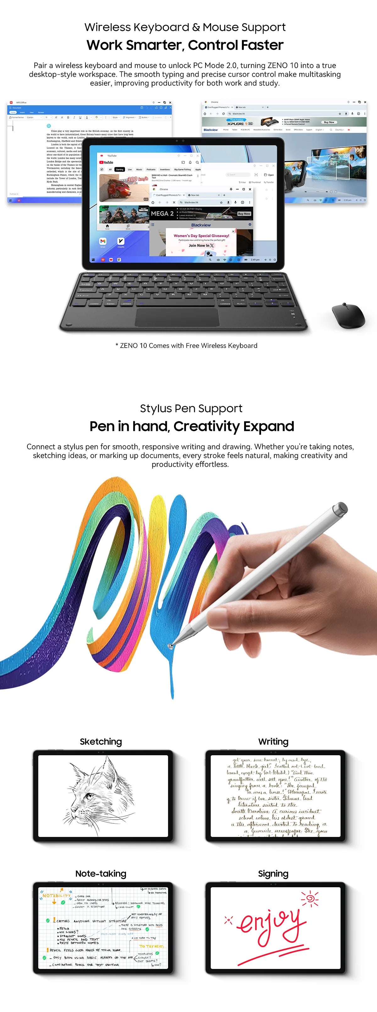 Blackview ZENO 10 5G Tablet – 11" FHD, Unisoc T8200, 8GB+128GB, 8800mAh, 18W, Android 15