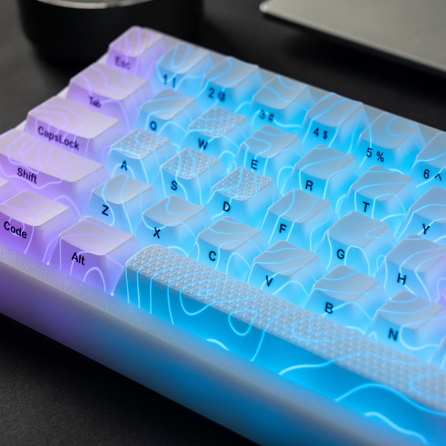 XVX Topographic Keycaps 118 Keys – OEM Profile, Shine-Through, IMD-Tech, Side Print