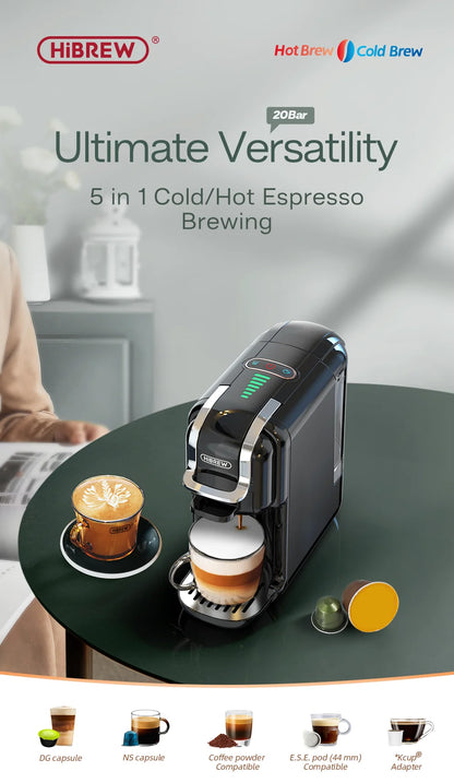 HiBREW H2B 5-in-1 Multiple Capsule Coffee Machine – 20Bar, Nespresso, Dolce Gusto & More