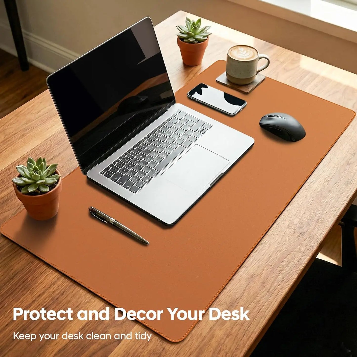 YSAGi PU Leather Desk Pad – Non-Slip, 5 Colors, 6 Sizes (60x30 to 120x50 cm)