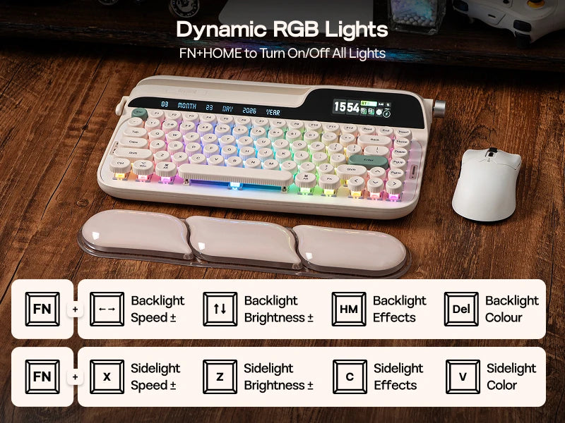 EPOMAKER Glyph 75% Mechanical Keyboard | Retro Typewriter | TFT Screen | Rotary Knob | Wired / 2.4GHz / BT