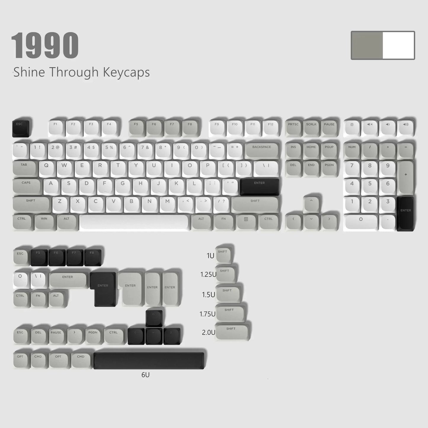 143 Key Low Profile PBT Keycaps – RGB Shine-Through, 60%/87/104, Cherry/Gateron MX
