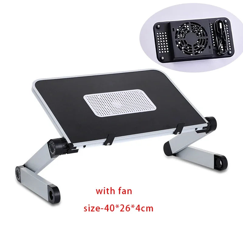 Adjustable Folding Laptop Desk for Bed – Portable Notebook Stand with Cooling Fan