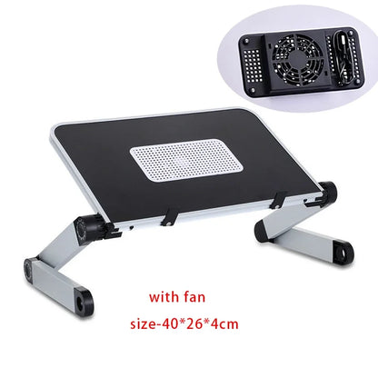 Adjustable Folding Laptop Desk for Bed – Portable Notebook Stand with Cooling Fan
