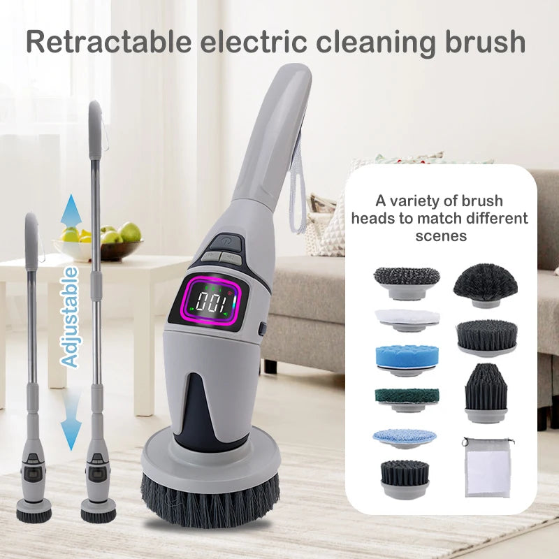 10-in-1 Electric Cleaning Brush | Multifunctional | Bathroom & Toilet | Voice Announcement