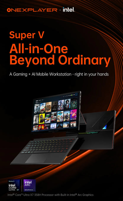 OneXPlayer Super V – Intel Core Ultra X7 358H, 14" 2.8K AMOLED, 48GB RAM, 1TB, Windows 11