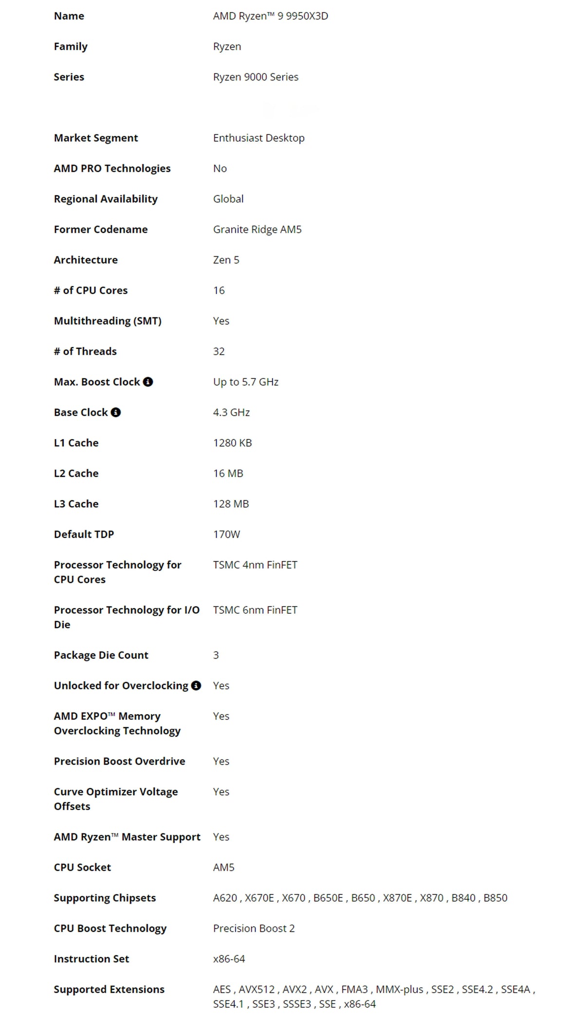 AMD Ryzen 9 9950X3D – 16-Core, 5.7GHz, 128MB Cache, AM5 Gaming CPU (No Fan)
