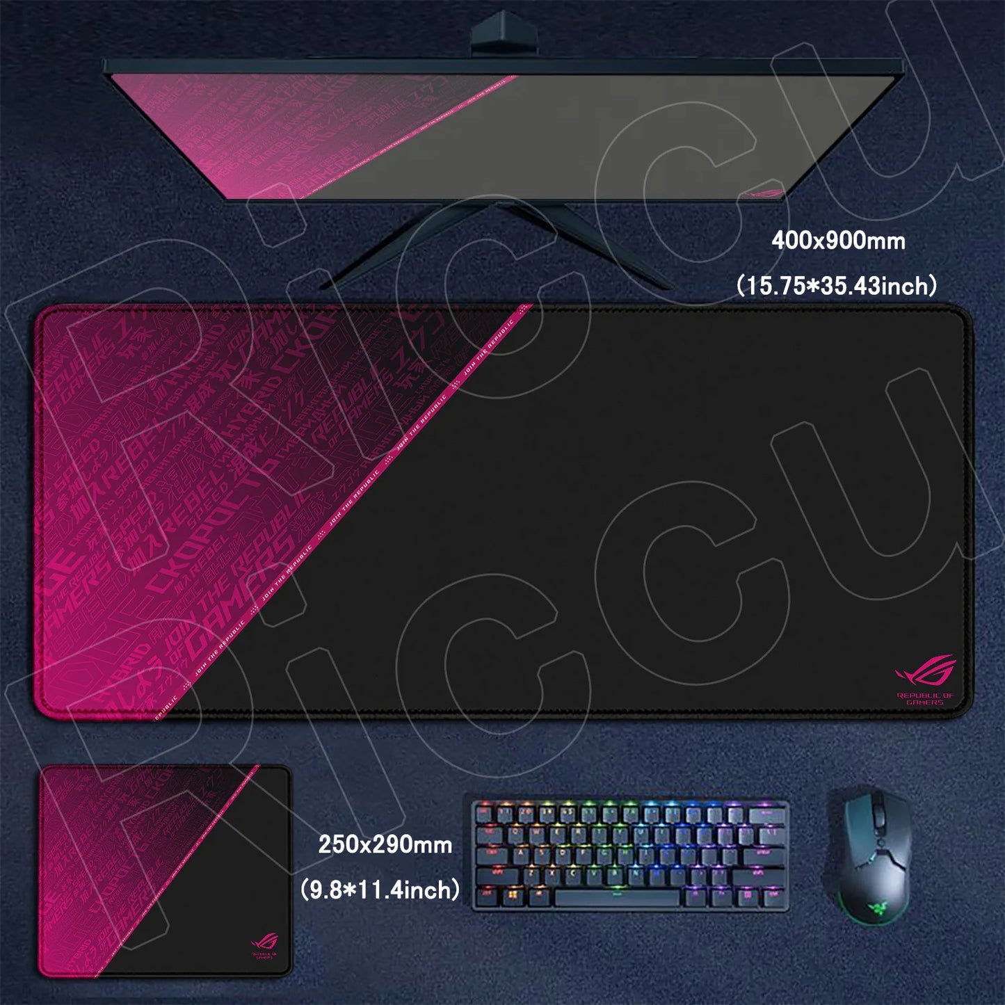 Riccu XXL Anime Gaming Mouse Pad — HD Print, Stitched Edges, Multiple Sizes