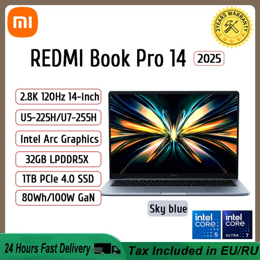 Xiaomi Redmi Book Pro 14 2025 — Intel Ultra5/Ultra7, 16/32GB RAM, Up to 2TB SSD, 2.8K 120Hz