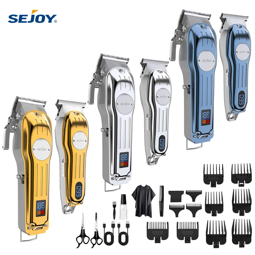 Sejoy Professional Hair Clipper Combo Kit | Cordless Rechargeable | Barber Haircut Machine