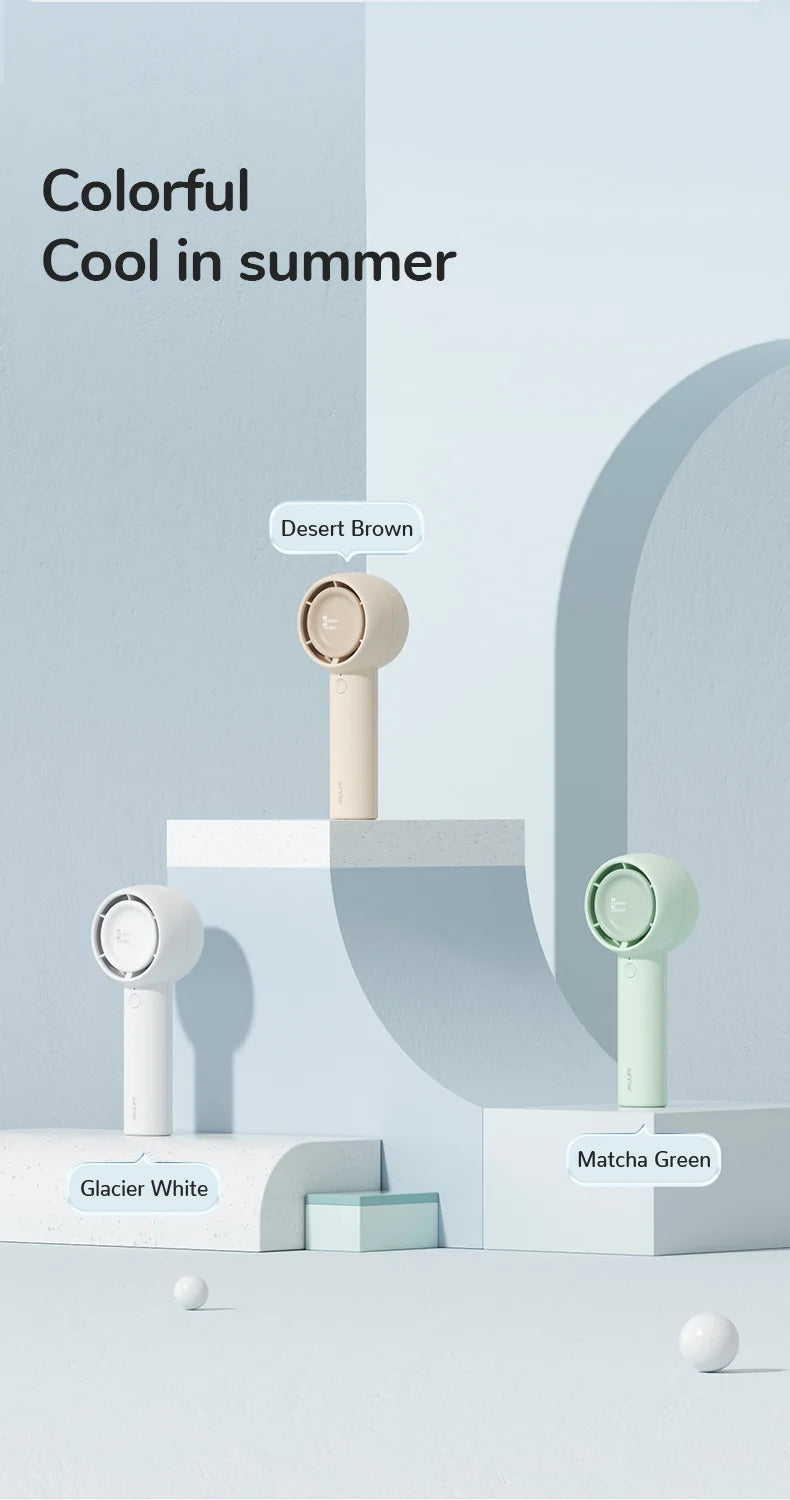 JISULIFE Mini Portable Bladeless Fan | 4W Turbo | 2000/4500mAh | CE Certified | Pocket Hand Fan | White / Brown / Green