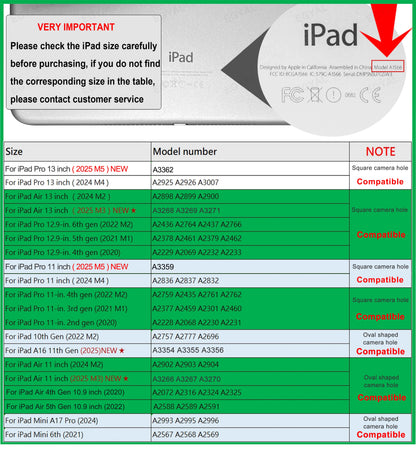 iPad Case with Pencil Holder – iPad 11th/10th/9th Gen, Air 4/5, Pro 11/12.9/13, Mini 5/6/7