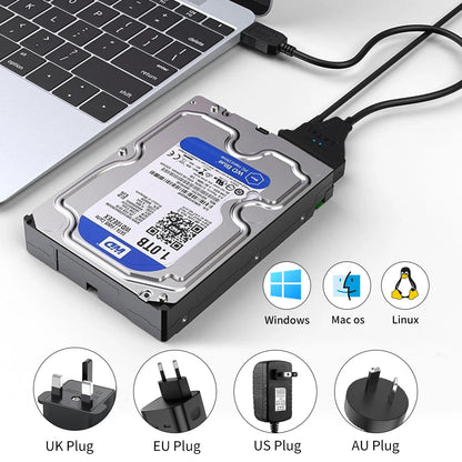 USB 3.0 to SATA Cable for 2.5"/3.5" HDD & SSD – with 12V/2A Power Adapter