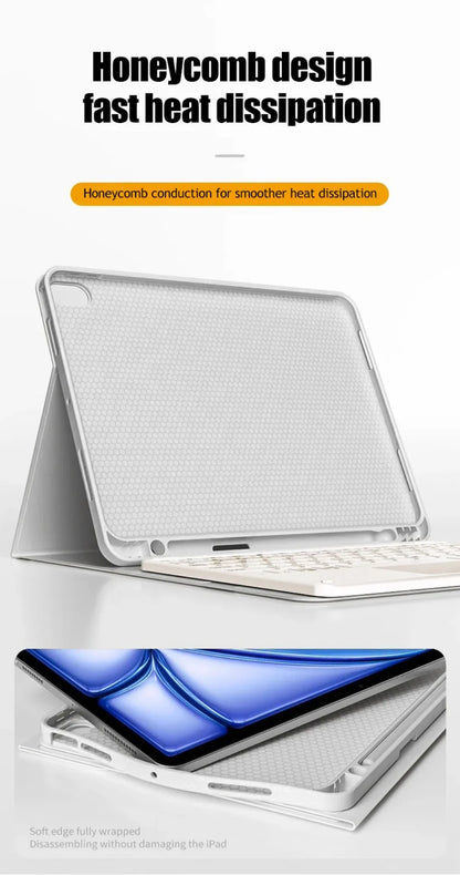Wireless Magic Keyboard & Mouse Case for iPad Pro 11/13, Air 11/13, iPad 7-10 Gen – Bluetooth, Touchpad