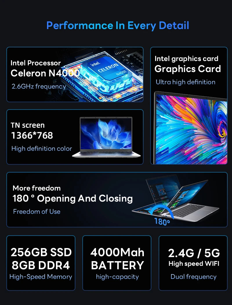 BYONE N7P-N4000 14" Ultraslim Laptop – Intel Celeron N4000, 8GB DDR4, 128GB–1TB SSD, Windows 11