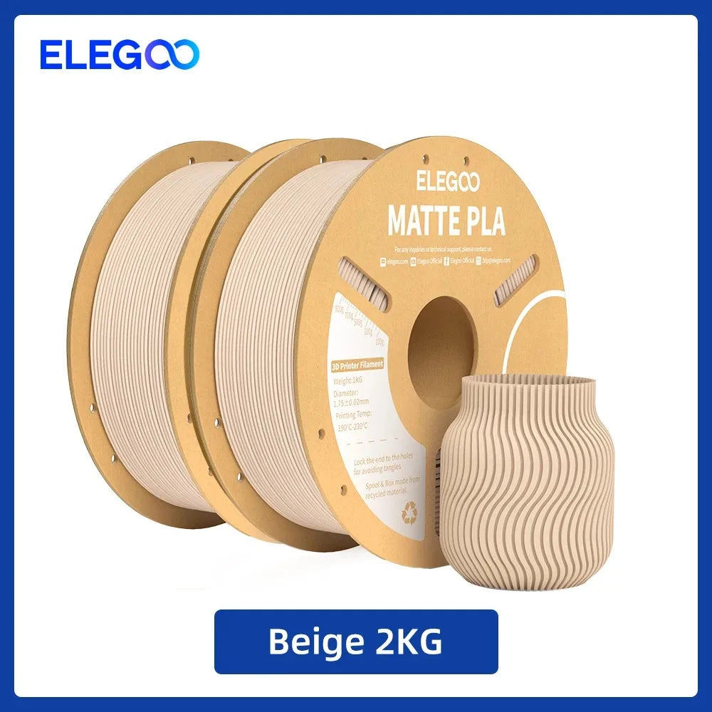 ELEGOO Matte PLA Filament 1.75mm 1KG – +/-0.02mm Accuracy, Cardboard Spool