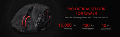 Redragon M913 Wireless Gaming Mouse – 16000 DPI, 16 Buttons, RGB, 2.4GHz (Black/White)