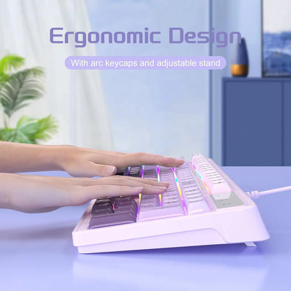 MageGee Creamy Wired Gaming Keyboard & Mouse Combo – 7-Color Rainbow Backlight, Classic Layout