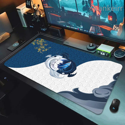 Koi Fish Taichi XXL Gaming Deskmat 90x40 – Natural Rubber, Anti-Slip, Smooth Surface
