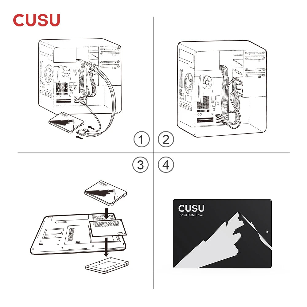 CUSU 2.5" SATA3 SSD | 128GB to 4TB | Internal Solid State Drive | Laptop & Desktop Upgrade