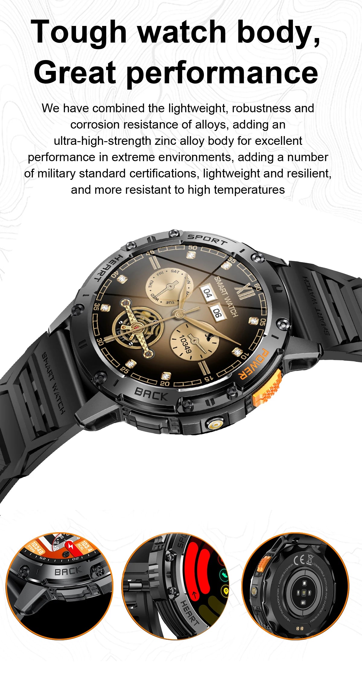AMOLED Smart Watch for Men – Flashlight, Sports, Waterproof, Bluetooth Call + Box