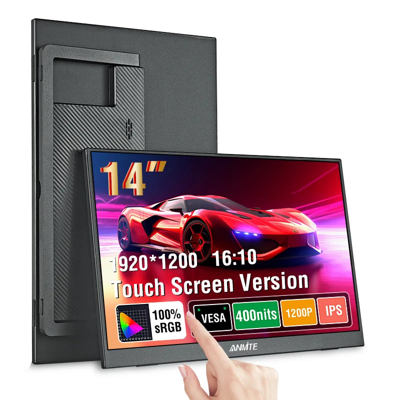 Anmite Portable Monitor 14"/16" – 1920x1200 IPS HDR10, Touch Screen, for Xbox/PS4/PS5/Switch/PC/Laptop