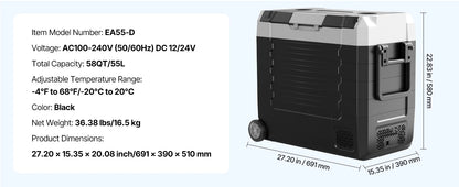 SucceBuy Portable Car Refrigerator & Freezer | 20–55L | DC 12V/24V & AC 110-240V | EU Stock