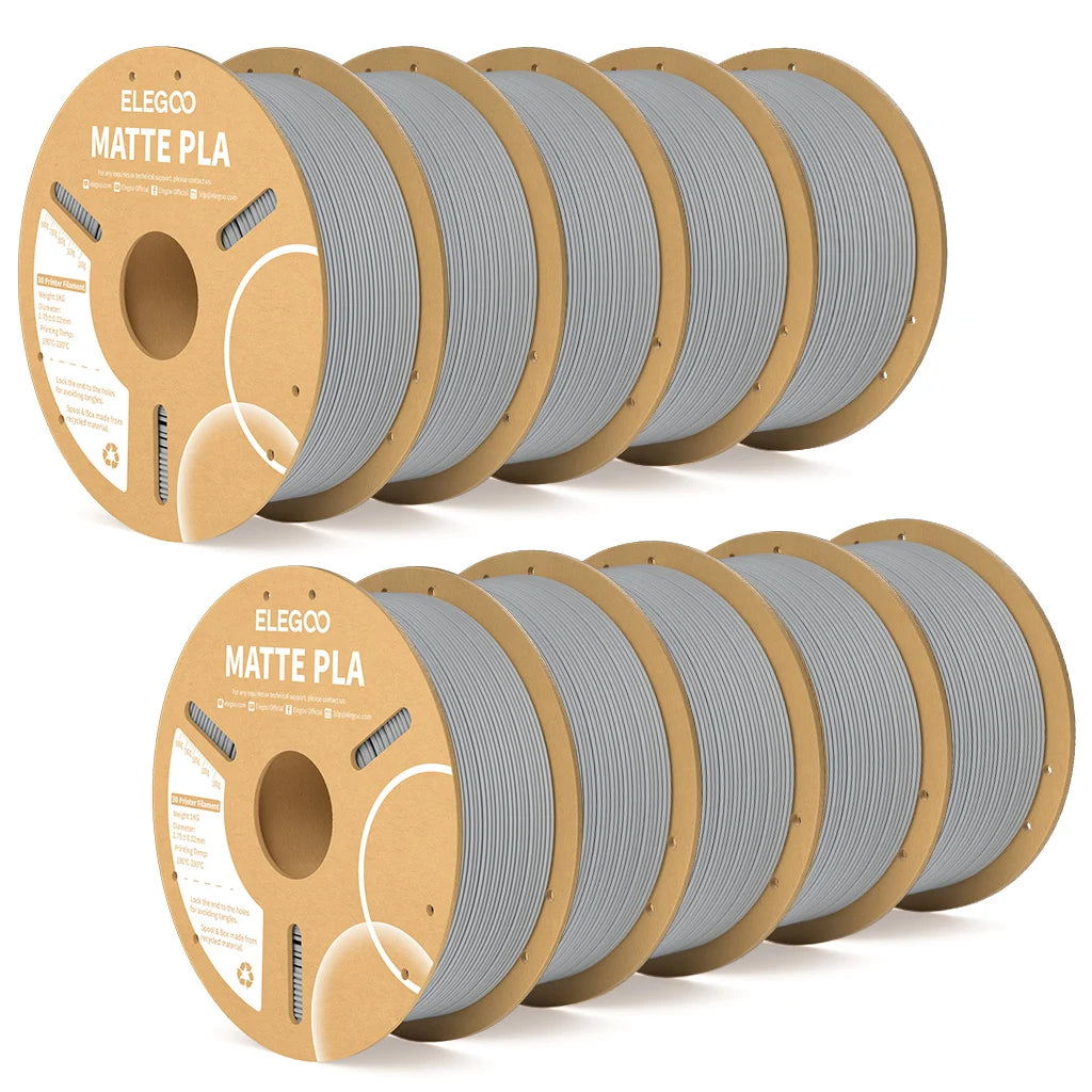 ELEGOO Matte PLA Filament 1.75mm 1KG – +/-0.02mm Accuracy, Cardboard Spool