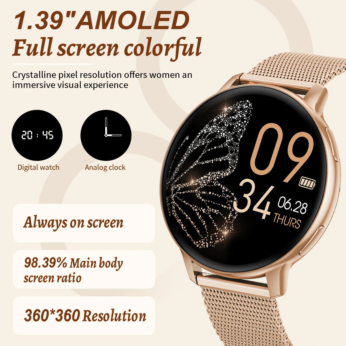LIGE Bluetooth Smart Watch for Women – Custom Dial, Sport Fitness Tracker, iOS & Android (2026)