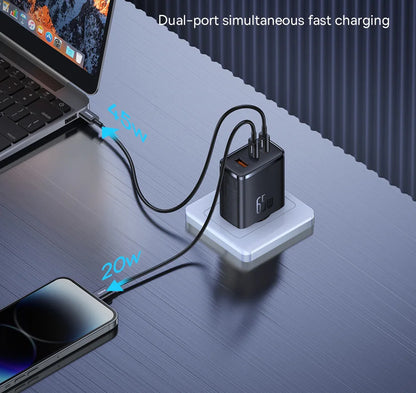 Baseus 65W GaN USB-C Charger | QC + PD Fast Charging for iPhone 17/16/15, Xiaomi & Laptops