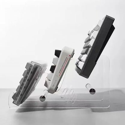 Transparent Acrylic Keyboard Display Stand – Layered Rack Holder for Mechanical Keyboards