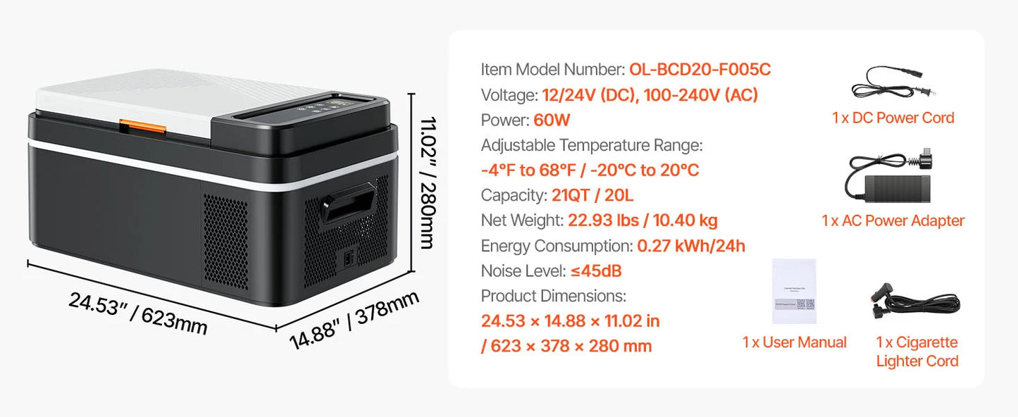 SucceBuy Portable Car Refrigerator 20L–55L | Compressor Cooler & Freezer | 12V/24V DC | Camping