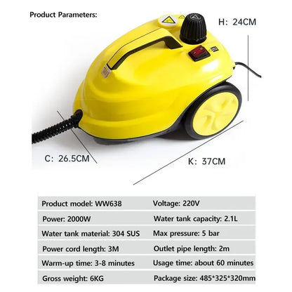 Multifunctional High-Temperature Steam Cleaner | 220V EU | Car Interior, Floor & Kitchen Sterilizer