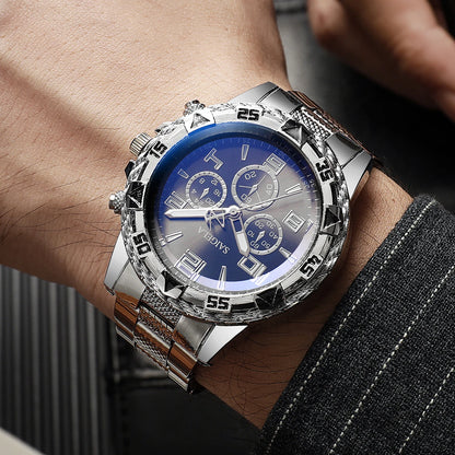Men's 2-Piece Business Watch Set - Arabic Dial Steel Band Quartz Watch Gift Set