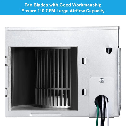 Bathroom Exhaust Fan with LED Light 110 CFM – 3 Color Temps, 1000LM, Ultra Quiet 2.5 Sones