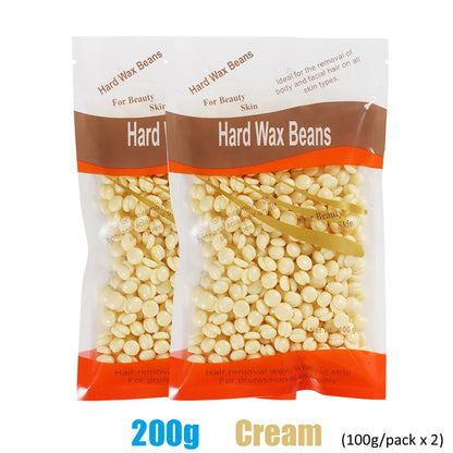 Hard wax beans for hair removal by R.E.D. Shopping, showing 500g and 200g bags of professional waxing product.