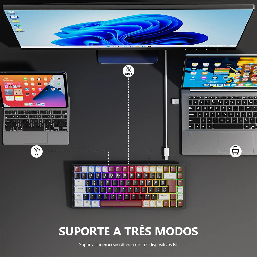 RK Royal Kludge RK84 Wireless Mechanical Keyboard – 84 Key, Hot-Swap, BT5.0/2.4G/USB-C, RGB