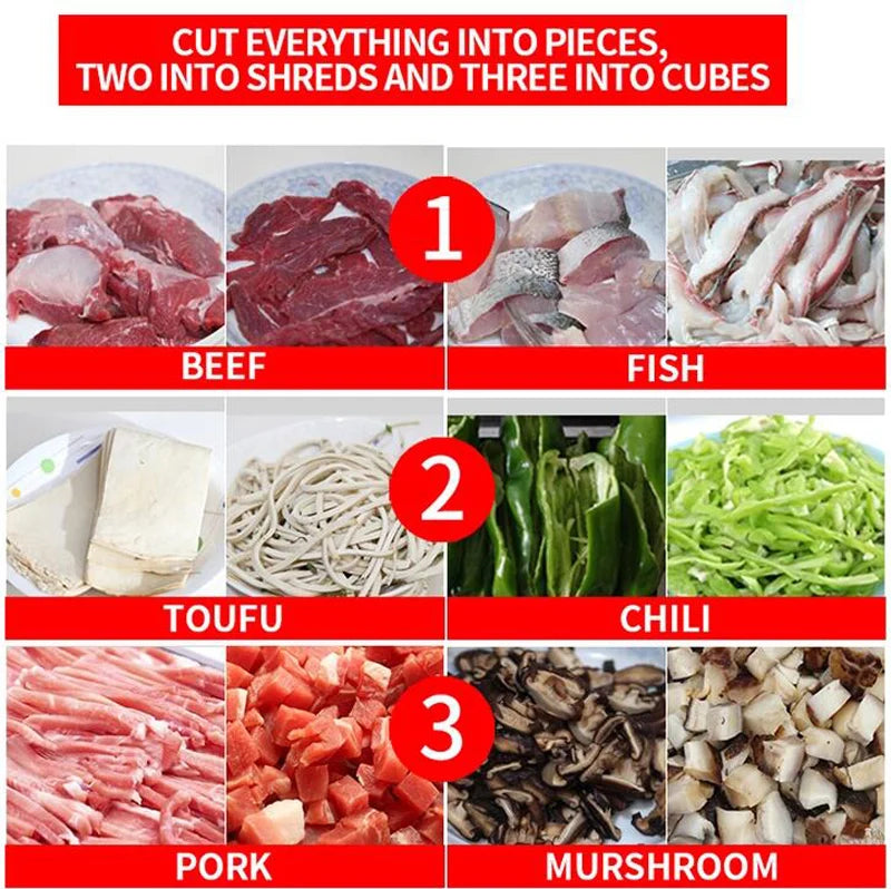 850W Commercial Meat Cube Cutter & Slicer Machine – Adjustable Cut Size, Fresh Meat Dicer