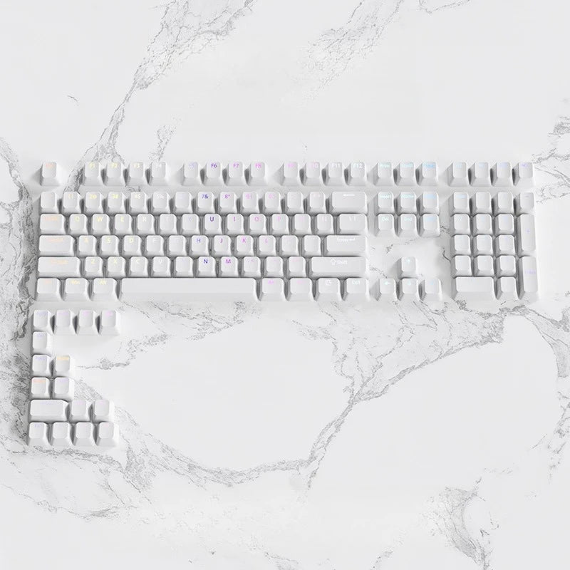 Cherry Profile PBT Keycaps 133+ Keys – White Side-Printed Shine-Through for MX Switches