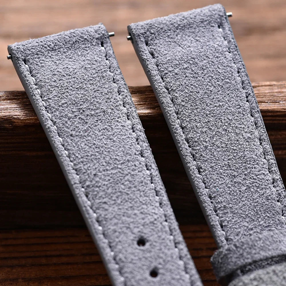 Vintage Suede Leather Watch Band – Quick Release 18/19/20/22mm for Men & Women