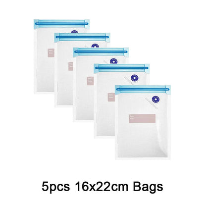 Sous Vide Vacuum Sealer Bags & Manual Pump – Reusable Food Saver Bags for Kitchen Food Storage