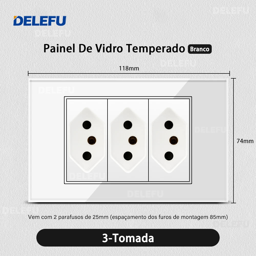 DELEFU Tempered Glass Smart Wall Socket with USB-C | Tuya WiFi | 10A–20A